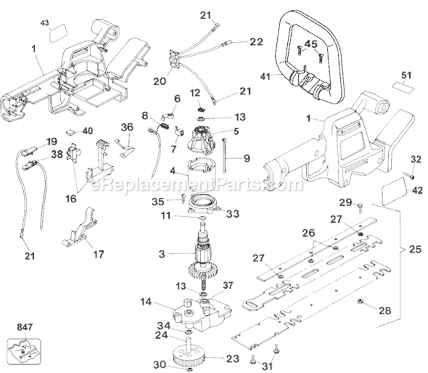 Page A Diagram and Parts List for HT300 Type 4 Black and Decker Hedge Trimmer